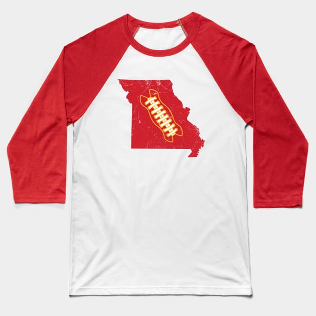 KC Missouri Retro Football - Yellow Baseball T-Shirt by KFig21